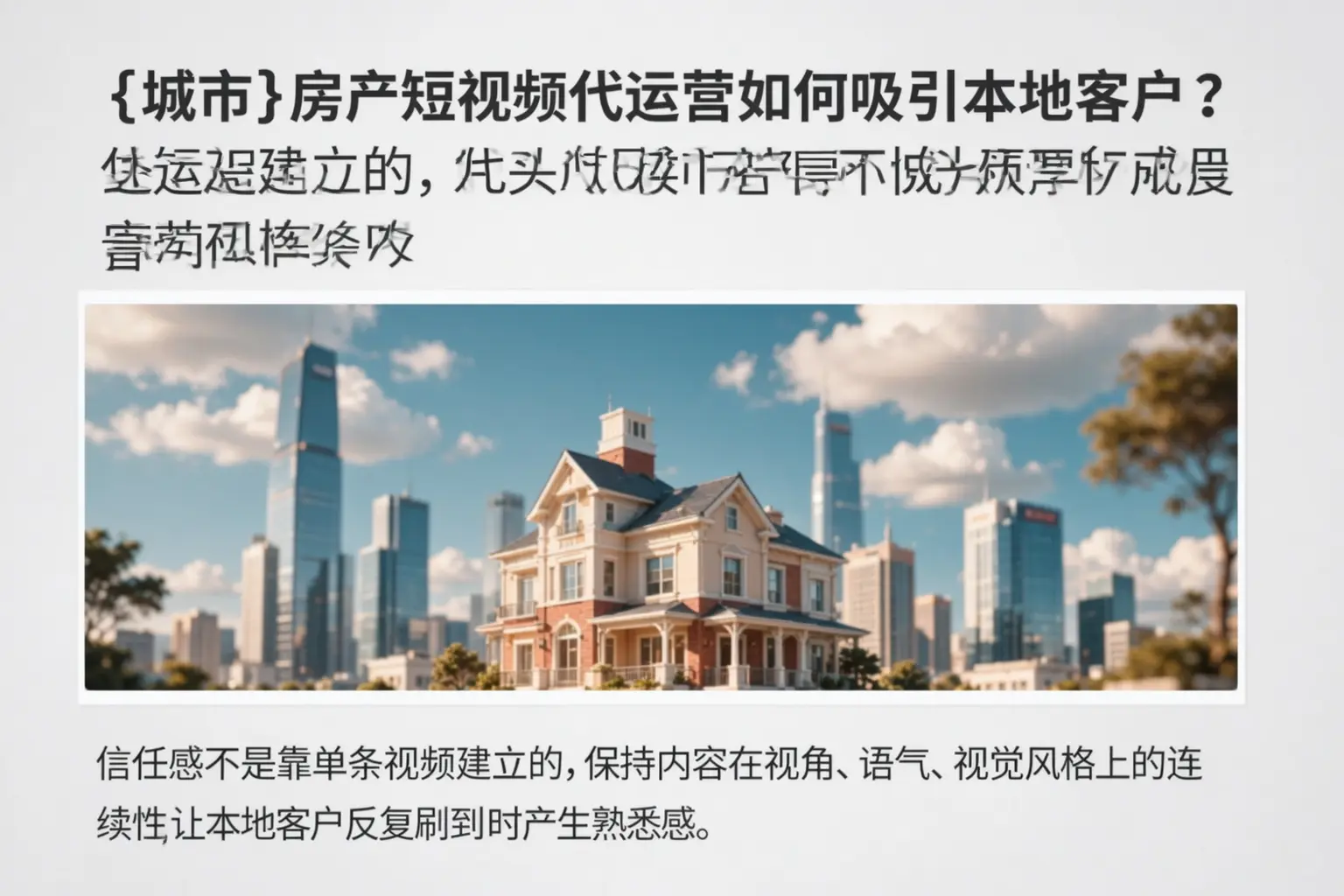 建安房产短视频代运营如何吸引本地客户?